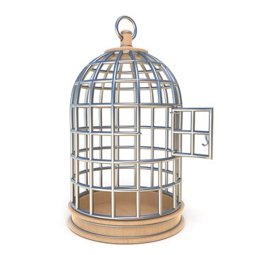 Empty bird cage opened 3D