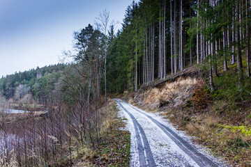 Countryside road in winter. South Bohemian region. Czech republic.