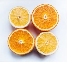 Oranges isolated. Oranges cut in half. Structure of an orange.