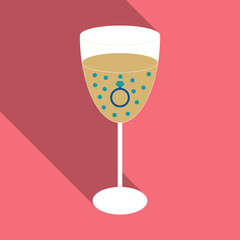 wine glass icon with wedding ring