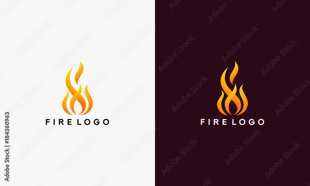 Wall mural 3d fire flame logo design vector template vector