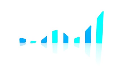 Turbulent graph show rises and falls, troughs and peaks, alternating colors
