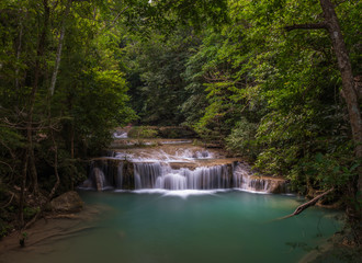 Fototapeta na wymiar Waterfall at Erawan National Park, Kanchanaburi, Thailand