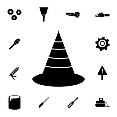 The traffic cone icon. Safety and attention, danger, warning sym. Set of construction tools icons. Web Icons Premium quality graphic design. Signs, outline symbols collection