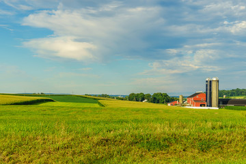 Amish country farm barn field agriculture in Lancaster, PA