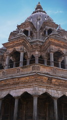 nepal cityscape, travel in ancient building in blue sky in traditional patan