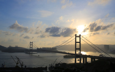 Fototapeta na wymiar Tsing Ma Bridge outlook in hong kong 