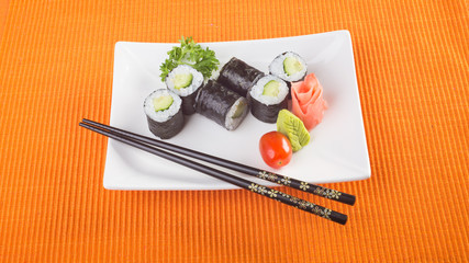 japanese cuisine. sushi on the background