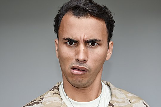Confused Latino Male Soldier