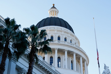 Rotunda of the California state capital building in the early morning light, Sacramento