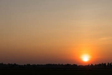 Sunrise on the orange countryside.