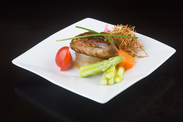 japanese cuisine. beef cube on the background