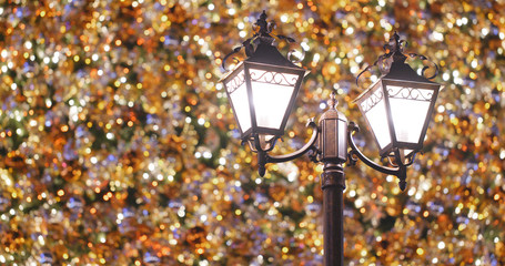 Christmas tree decoration and Street light