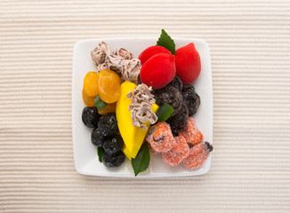 preserved fruits & Dried fruits. Food Snack on a Background