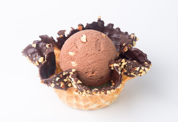 ice cream. Chocolate Ice Cream Scoop on a background