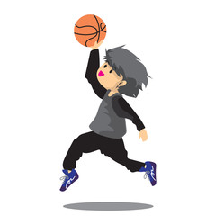 Boy Play Basketball character design cartoon art Multicolor Background illustration1