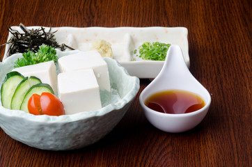 japanese cuisine. tofu on the background