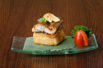 japanese cuisine. unagi or eel on the background