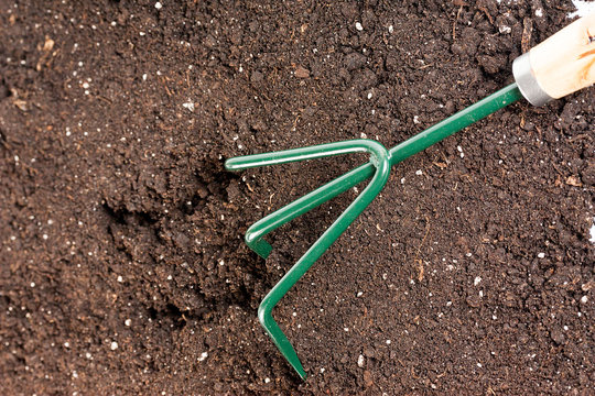 gardening Work Tool fork in black composted