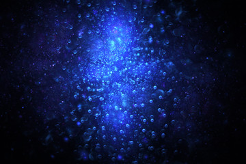Abstract blue drops. Digital fractal art. 3D rendering.