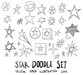 Set of Star illustration Hand drawn doodle Sketch line vector eps10