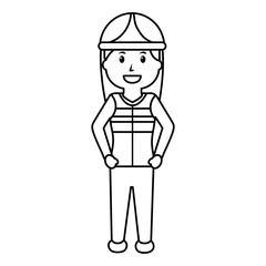 Obraz na płótnie Canvas worker female construction character standing vector illustration outline image