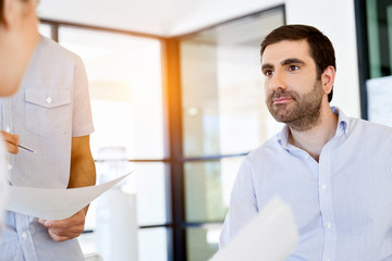 Fototapeta premium Image of business partners discussing documents and ideas