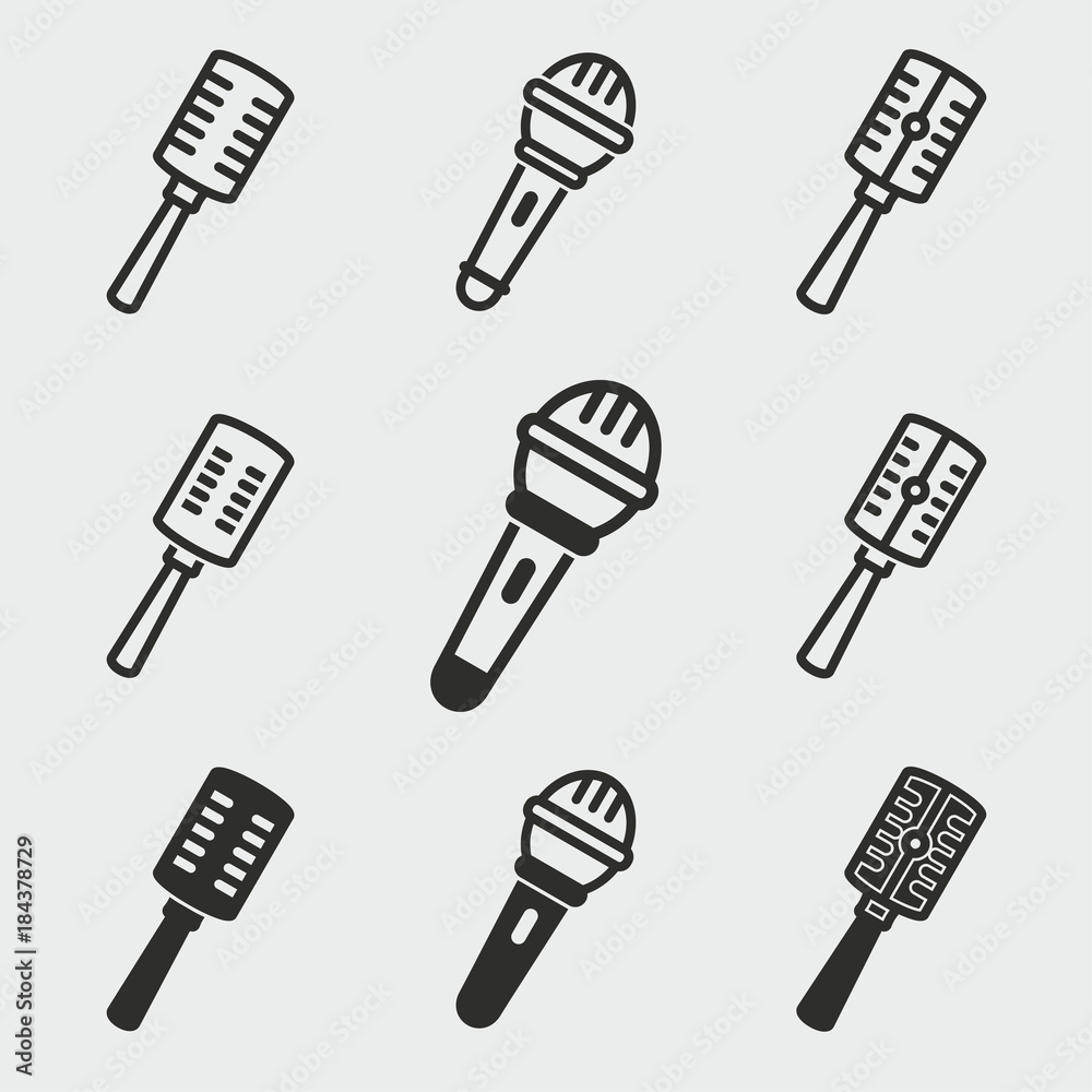 Wall mural Microphone icons set.