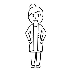 doctor female worker standing character vector illustration outline image