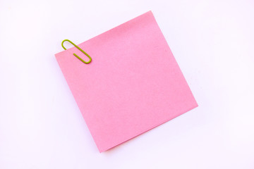 pink sticky note isolate on white background