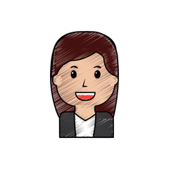 portrait smiling woman young cartoon vector illustration drawing image