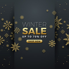 Fototapeta na wymiar Winter sale background banner template design with snowflake