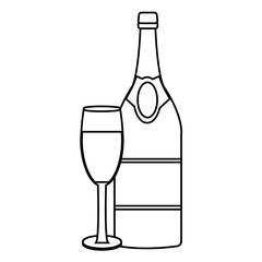 Champagne bottle and cup