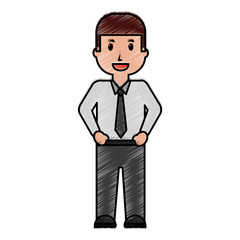 businessman worker standing character professional vector illustration drawing image