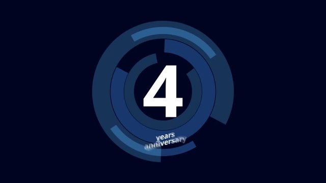 4 Year anniversary Digital Tech Circle Blue Background 
