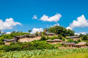 Fototapeta na wymiar Gyeongju, South Korea - Yangdong Folk Village on the day when the clouds were beautiful.