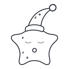 star with sleeping hat kawaii character