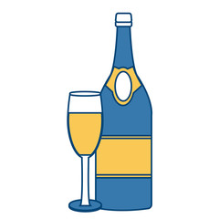 Champagne bottle and cup