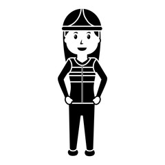 worker female construction character standing vector illustration black image