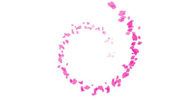 Pink Heart Valentine's Day symbol blow spiral circle pattern loop animation 4K on white background with alpha channel