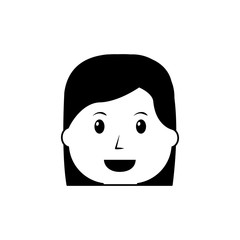 woman face smile character cartoon vector illustration black image