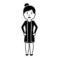 doctor female worker standing character vector illustration black image