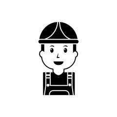Obraz na płótnie Canvas portrait worker man construction with overalls and helmet vector illustration black image
