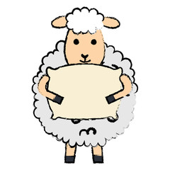 cute sheep with pillow character icon