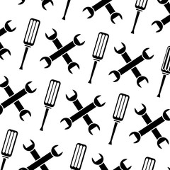 seamless pattern wrench and screwdriver tool repair pattern vector illustration