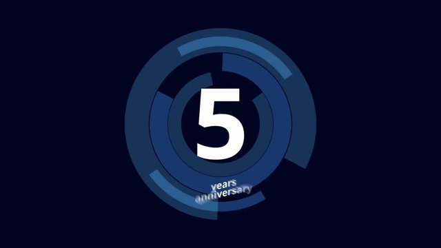 5 Year anniversary Digital Tech Circle Blue Background 