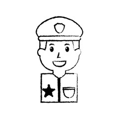 portrait policeman smiling with hat uniform vector illustration