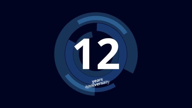 12 Year anniversary Digital Tech Circle Blue Background 