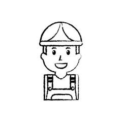 portrait worker man construction with overalls and helmet vector illustration