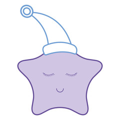 star with sleeping hat kawaii character
